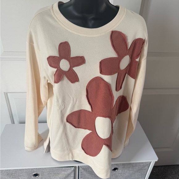 JODIFL Cream and Brown Floral Sweatshirt - Picture 1 of 3